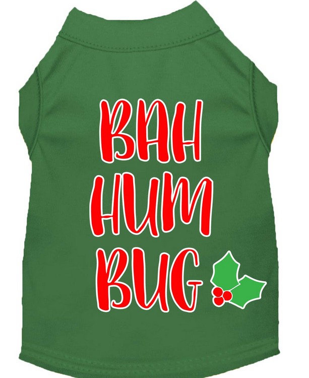 Bah Humbug Screen Print Dog Shirt Green Sm